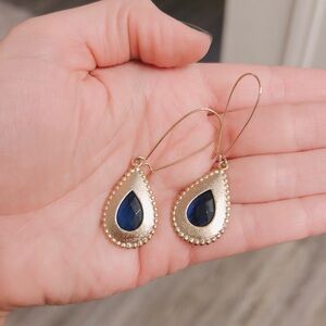 Vintage Kendra Scott brushed Gold and Blue Teardrop Earrings